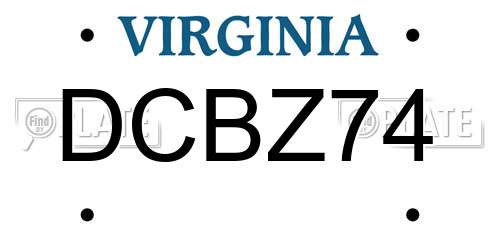 DCBZ74 Virginia License Plate