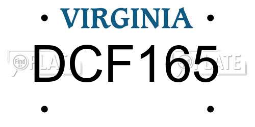 DCF165 Virginia License Plate