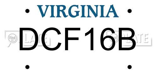 DCF16B Virginia License Plate