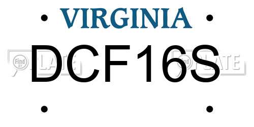 DCF16S Virginia License Plate