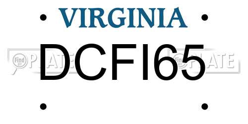 DCFI65 Virginia License Plate
