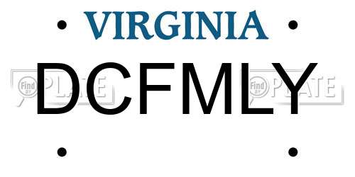DCFMLY Virginia License Plate