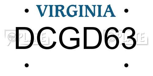 DCGD63 Virginia License Plate