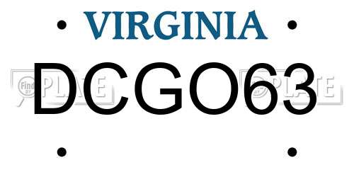 DCGO63 Virginia License Plate