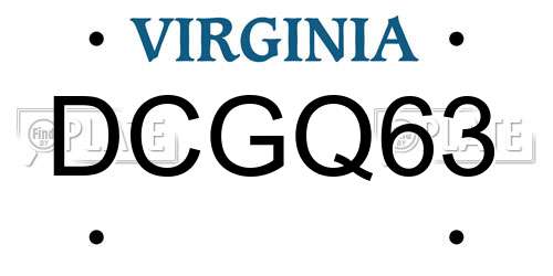 DCGQ63 Virginia License Plate