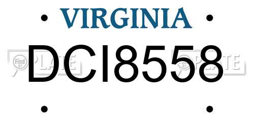 DCI8558 Virginia License Plate