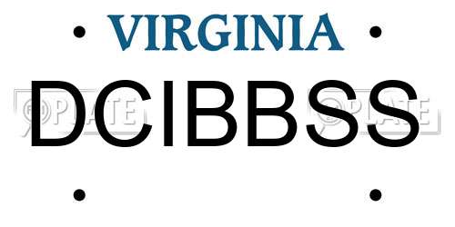 DCIBBSS Virginia License Plate