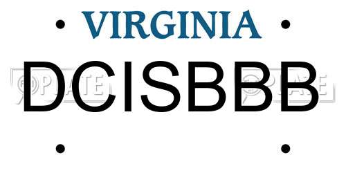 DCISBBB Virginia License Plate