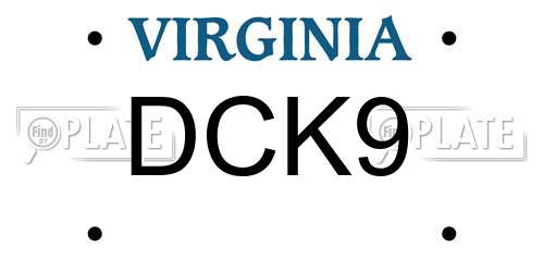 DCK9 Virginia License Plate