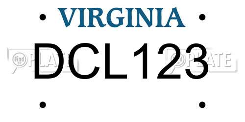 DCL123 Virginia License Plate
