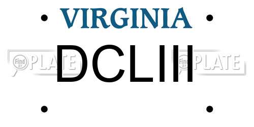 DCLIII Virginia License Plate