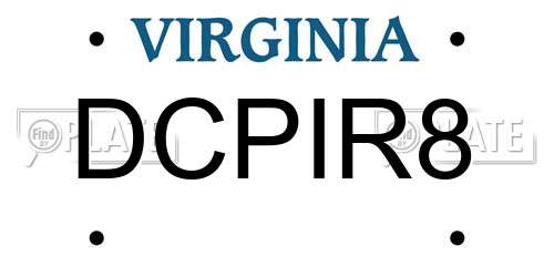 DCPIR8 Virginia License Plate