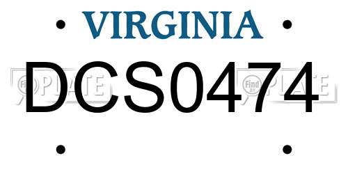 DCS0474 Virginia License Plate