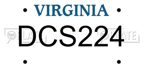 DCS224 Virginia License Plate