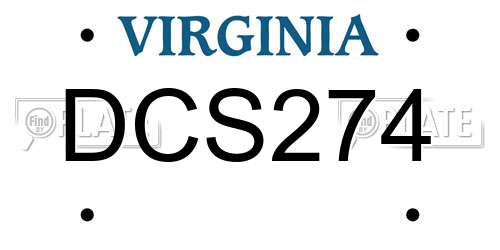 DCS274 Virginia License Plate