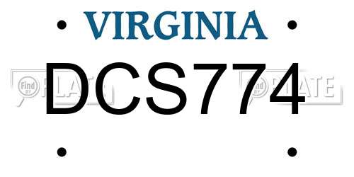 DCS774 Virginia License Plate