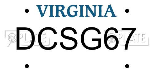 DCSG67 Virginia License Plate