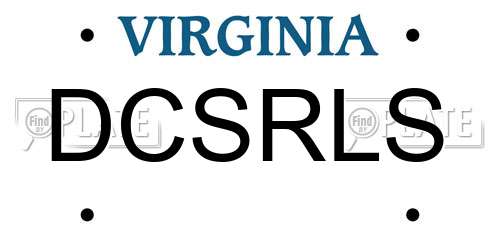 DCSRLS Virginia License Plate