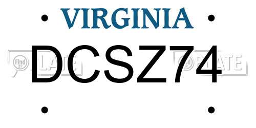 DCSZ74 Virginia License Plate