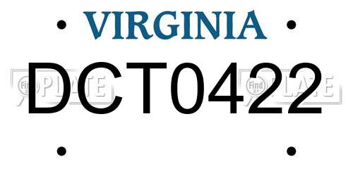 DCT0422 Virginia License Plate