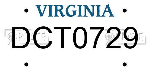 DCT0729 Virginia License Plate