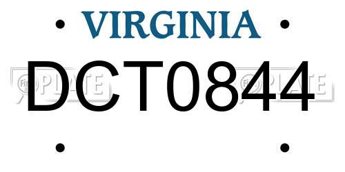 DCT0844 Virginia License Plate