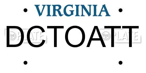 DCTOATT Virginia License Plate