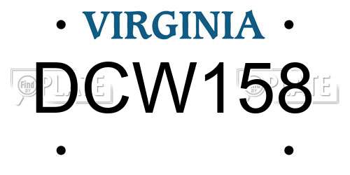DCW158 Virginia License Plate