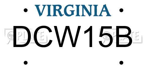 DCW15B Virginia License Plate