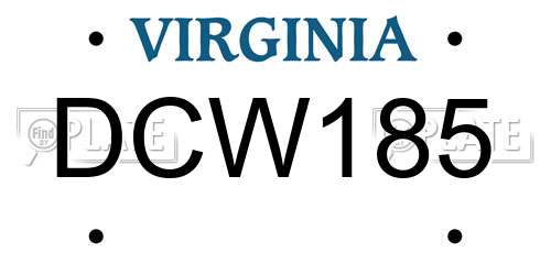 DCW185 Virginia License Plate
