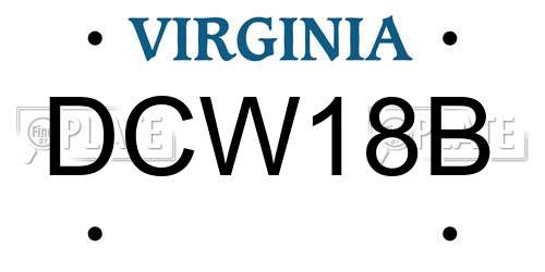 DCW18B Virginia License Plate