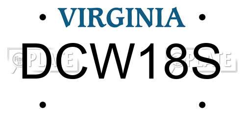 DCW18S Virginia License Plate