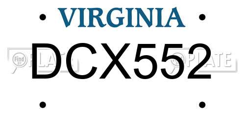 DCX552 Virginia License Plate