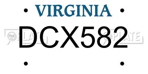 DCX582 Virginia License Plate