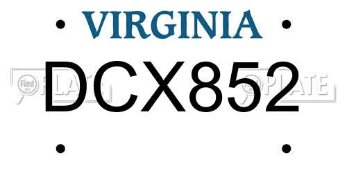 DCX852 Virginia License Plate