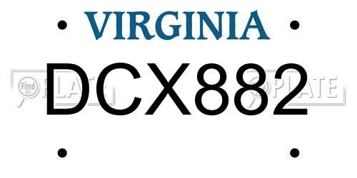 DCX882 Virginia License Plate