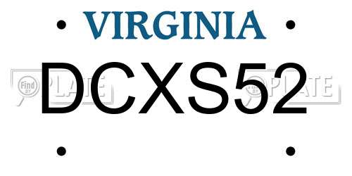 DCXS52 Virginia License Plate