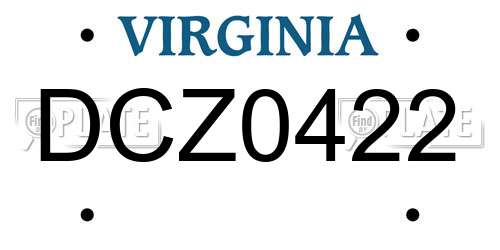 DCZ0422 Virginia License Plate