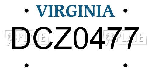 DCZ0477 Virginia License Plate