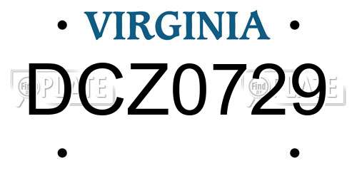 DCZ0729 Virginia License Plate