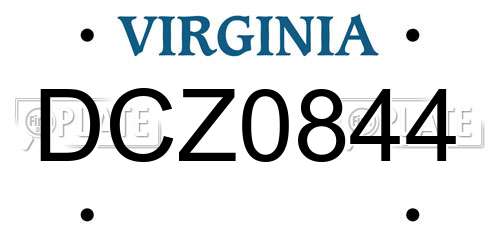 DCZ0844 Virginia License Plate
