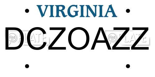 DCZOAZZ Virginia License Plate