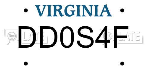 DD0S4F Virginia License Plate