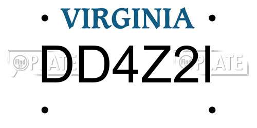 DD4Z2I Virginia License Plate