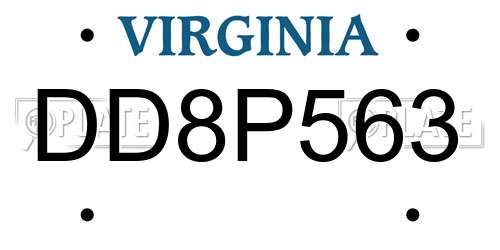 DD8P563 Virginia License Plate