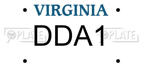 DDA1 Virginia License Plate