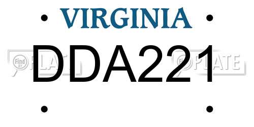 DDA221 Virginia License Plate