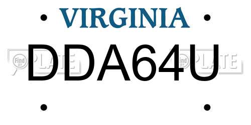 DDA64U Virginia License Plate