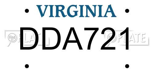 DDA721 Virginia License Plate