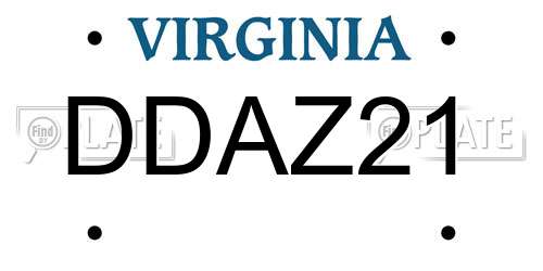 DDAZ21 Virginia License Plate